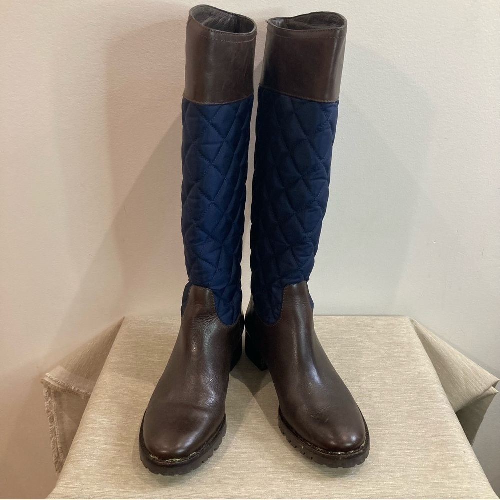 TORY BURCH  Sz 7 Rosalie Equestrian Style Quilted & Leather Riding Vibe Boots